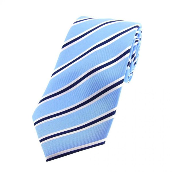 soprano sky blue navy white striped silk tie ws48