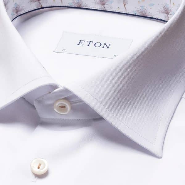 Eton White Shirt Signature Twill With Floral Print Insert 2