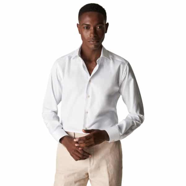 Eton White Shirt Signature Twill With Floral Print Insert 4