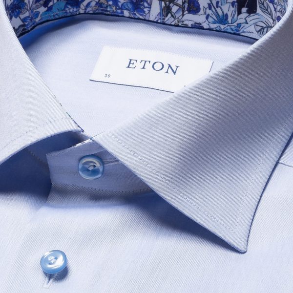 Eton Signature Twill Contemporary Fit Blue Floral Print Blue Shirt 3