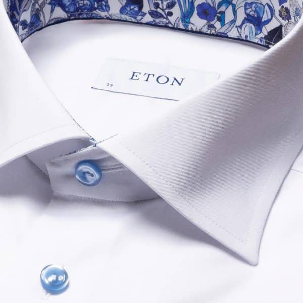Eton Signature Twill Slim Fit Blue Floral Print White Shirt 7