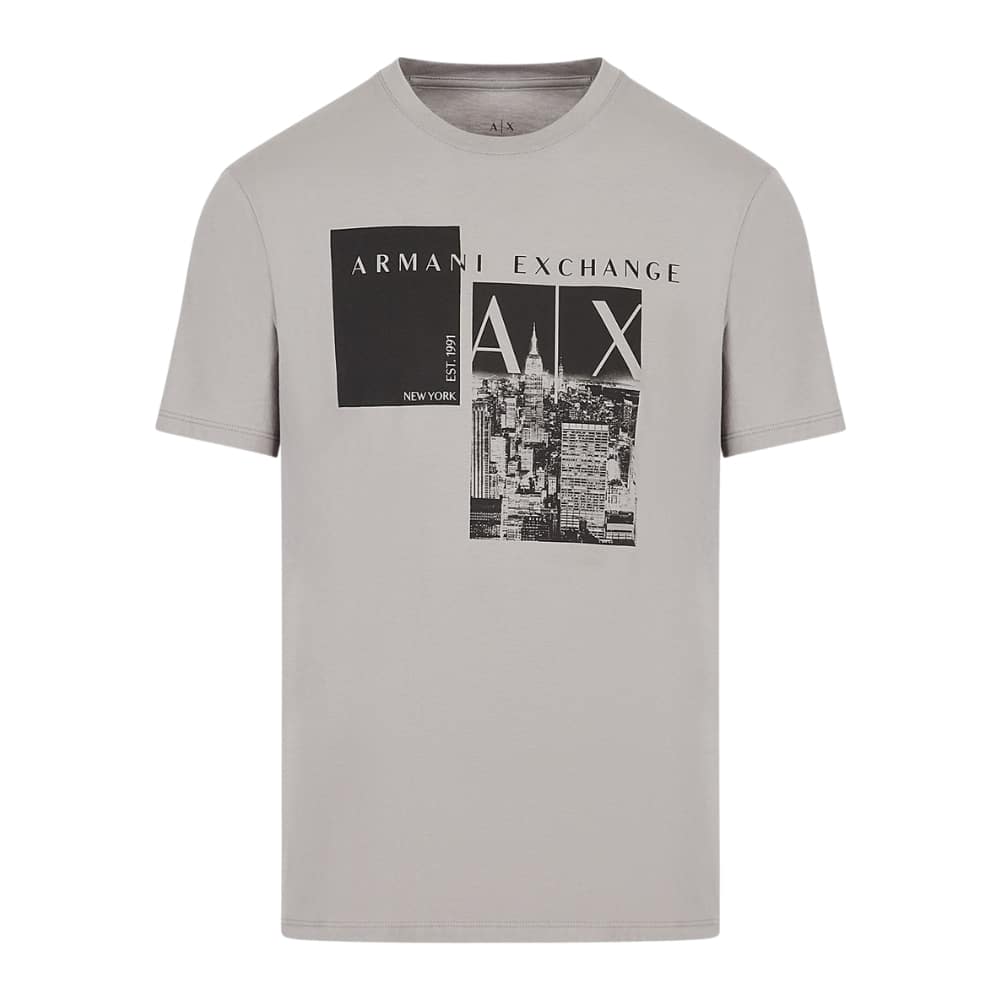 Armani Exchange Organic Cotton Regular Fit Graphic Grey T Shirt