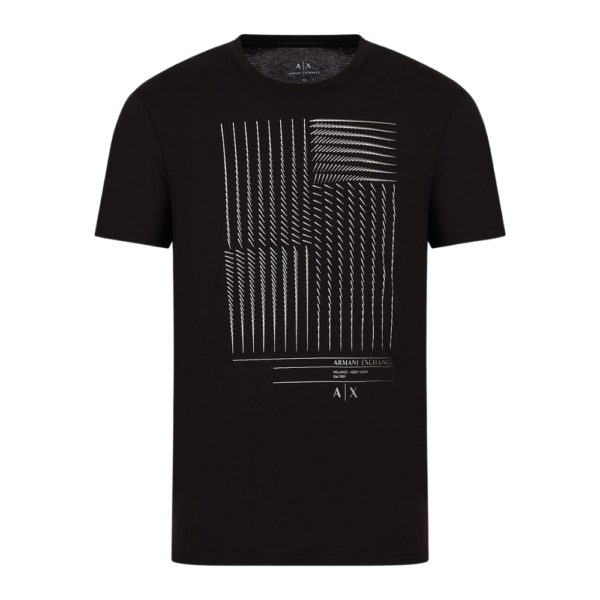 Armani Exchange Slim Fit Stretch Jersey Cotton Logo Black T Shirt