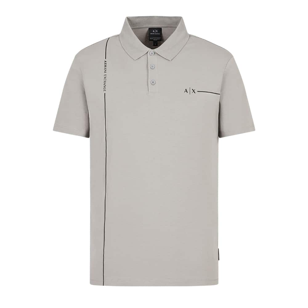 Armani Exchange Sport Stripe Grey Polo Shirt