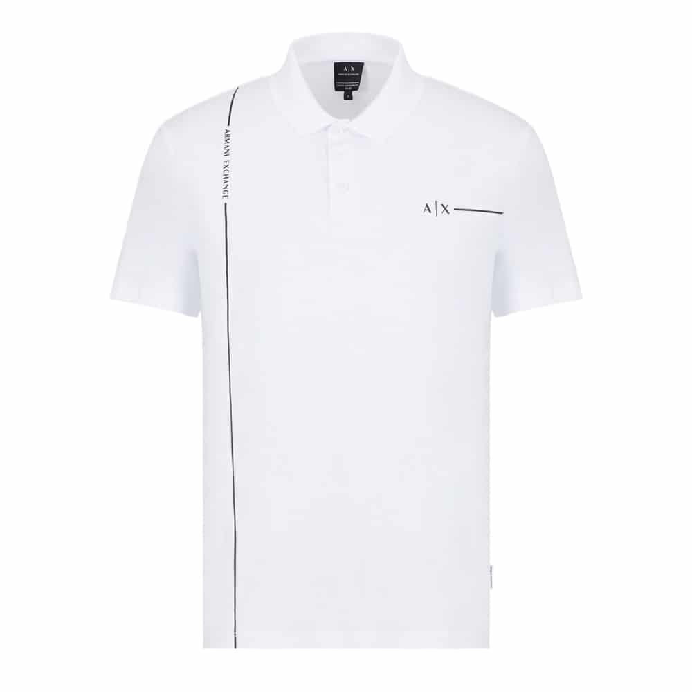 Armani Exchange Sport Stripe White Polo Shirt