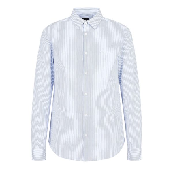 Armani Exchange Striped Long Sleeved Blue Shirt