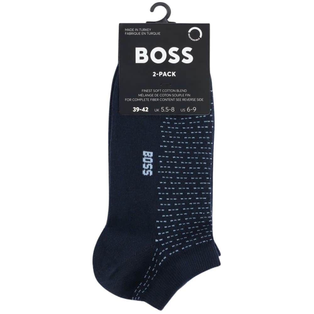 BOSS Navy Trainer Socks hanging