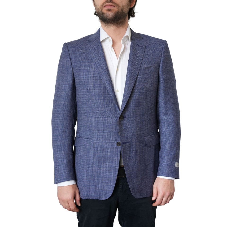 Canali Micro Weave Pure Wool Blue Jacket 3