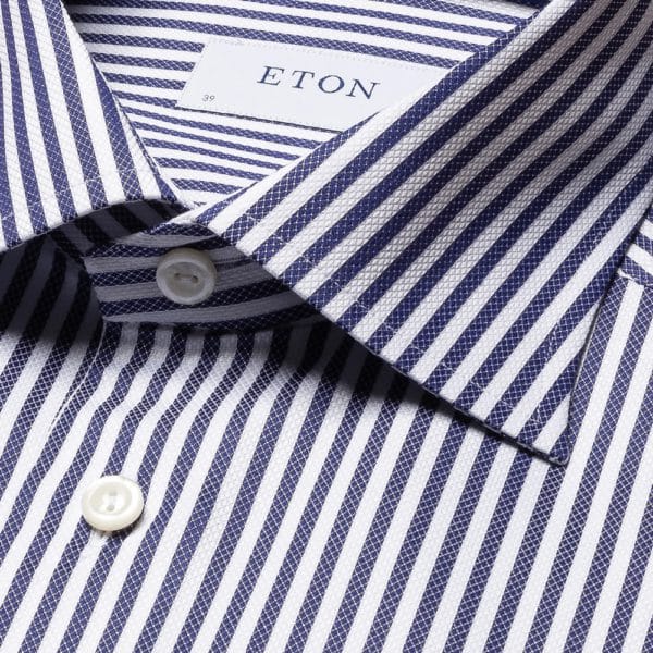 Eton Bengal Striped Dobby Navy Patterned Shirt 2