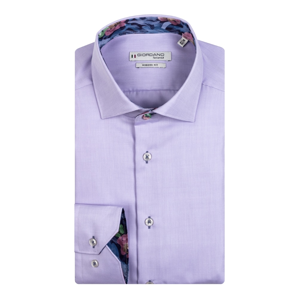 Giordano Maggiore Floral Liberty Print Trim Lilac Shirt | Menswear Online