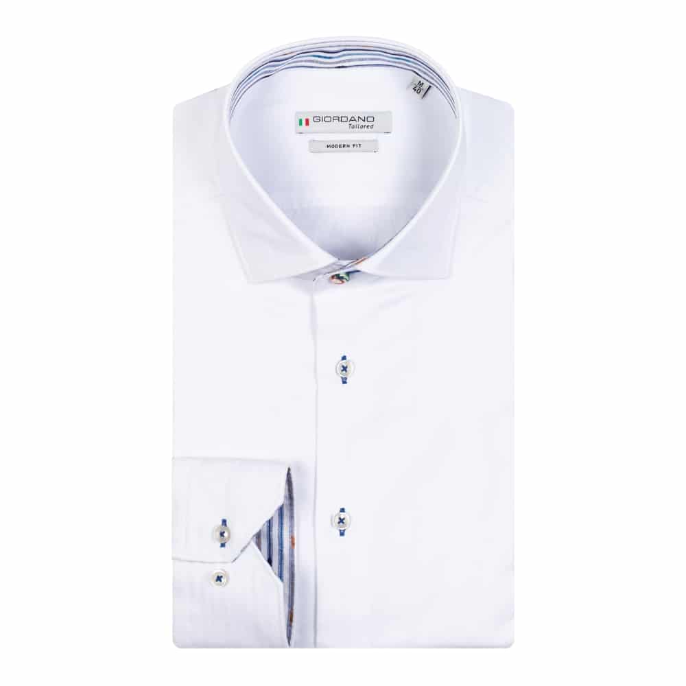 Giordano Maggiore Striped Trim White Shirt