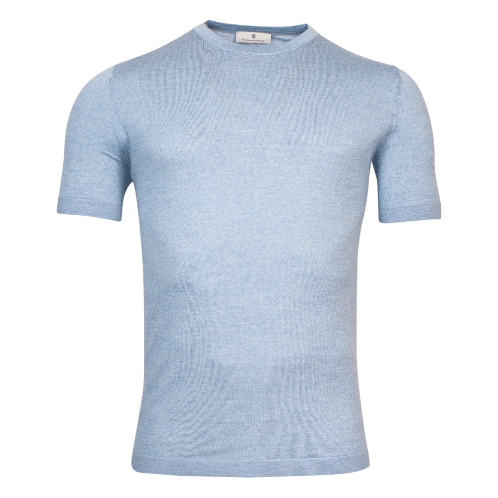 Thomas Maine Merino Wool Light Blue T Shirt