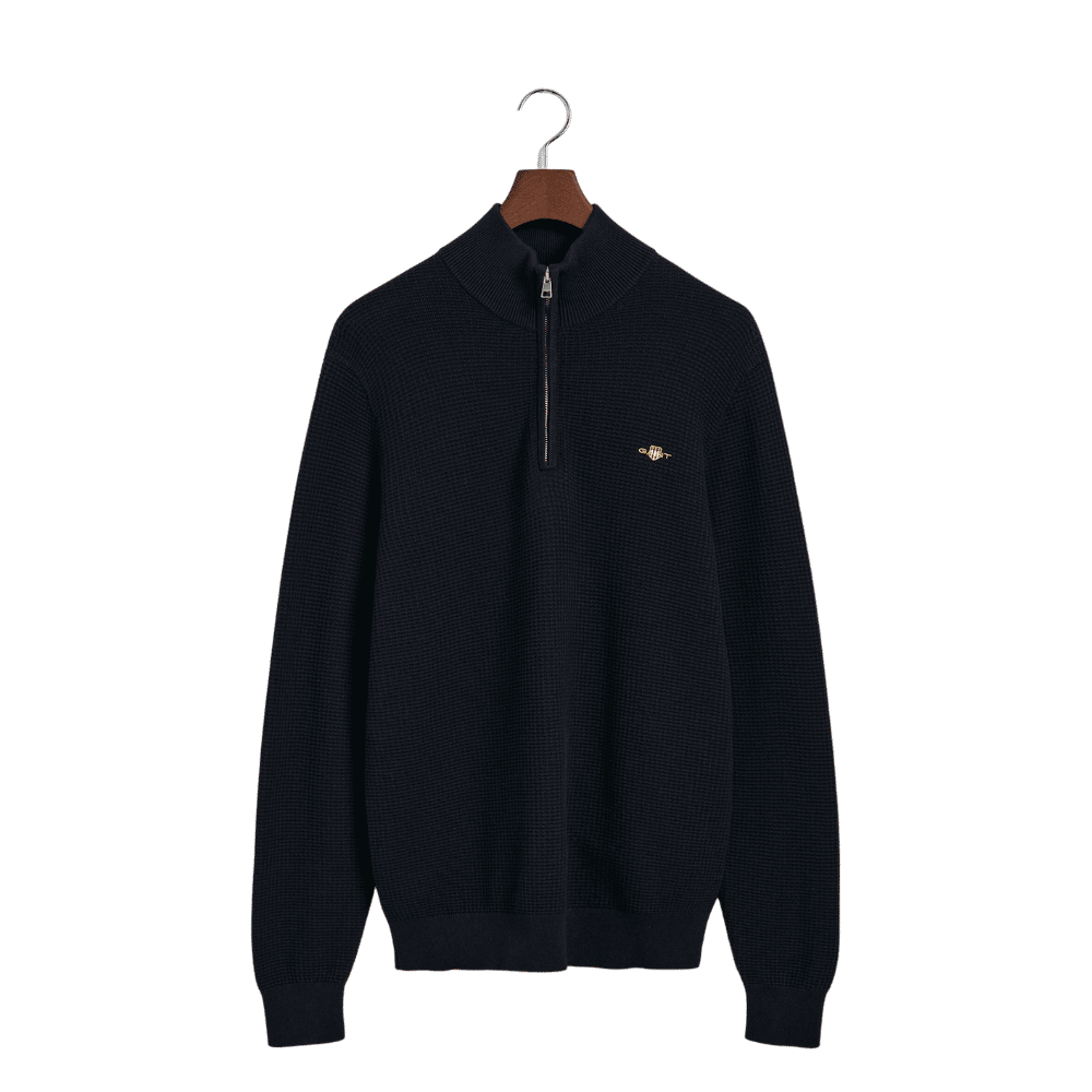 Gant Men Green Solid Half Zip Sweater