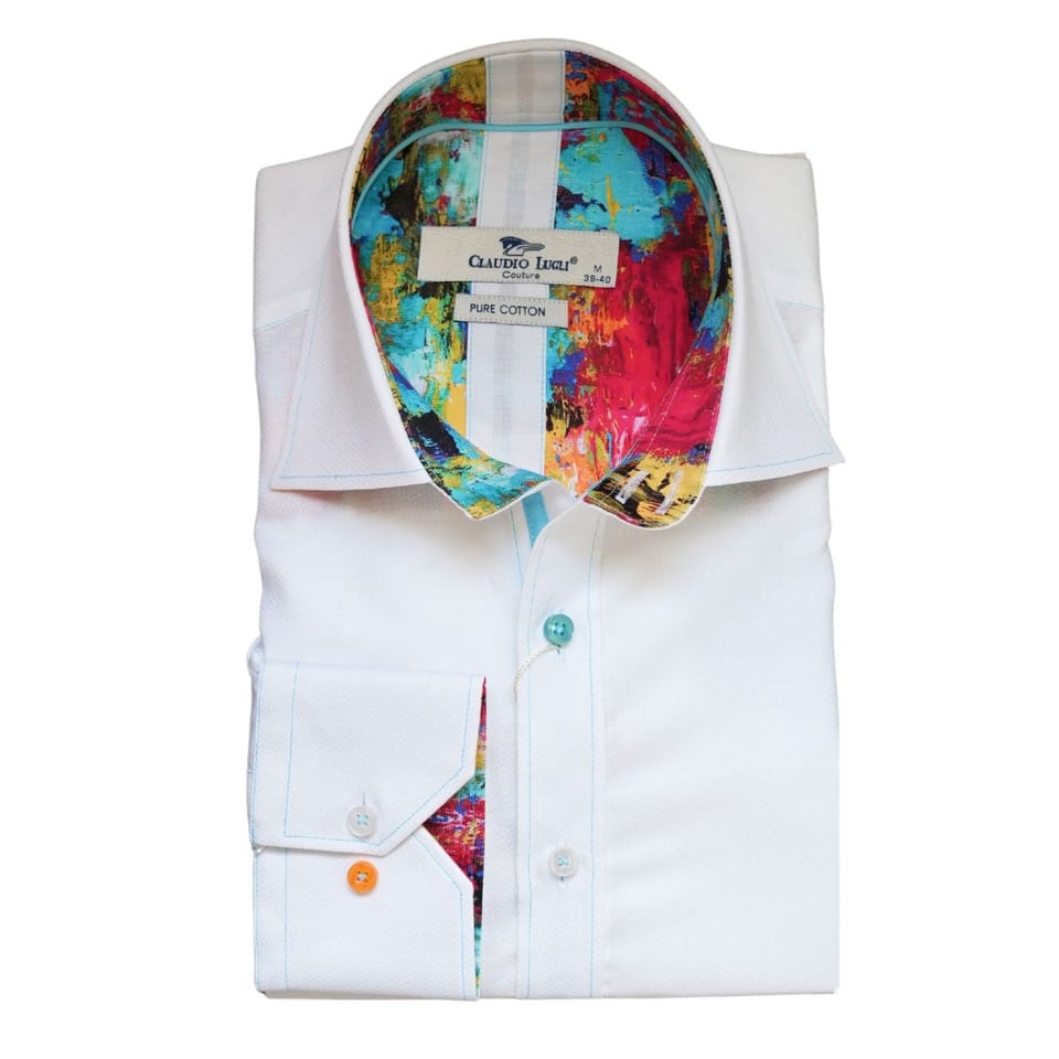 Claudio Lugli Melange Patterned White Shirt