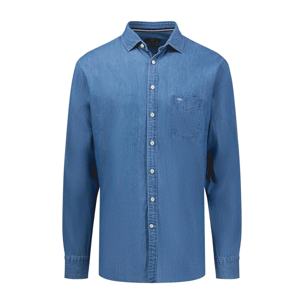 Fynch Hatton Soft Denim Cotton Blue Shirt