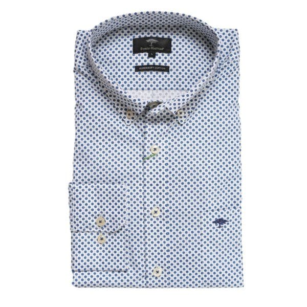 Fynch Hatton Spotted White Button Down Shirt 3