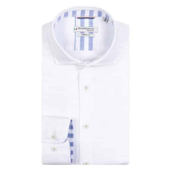 Giordano Row LS Semi Cutaway Linen Solid White Shirt