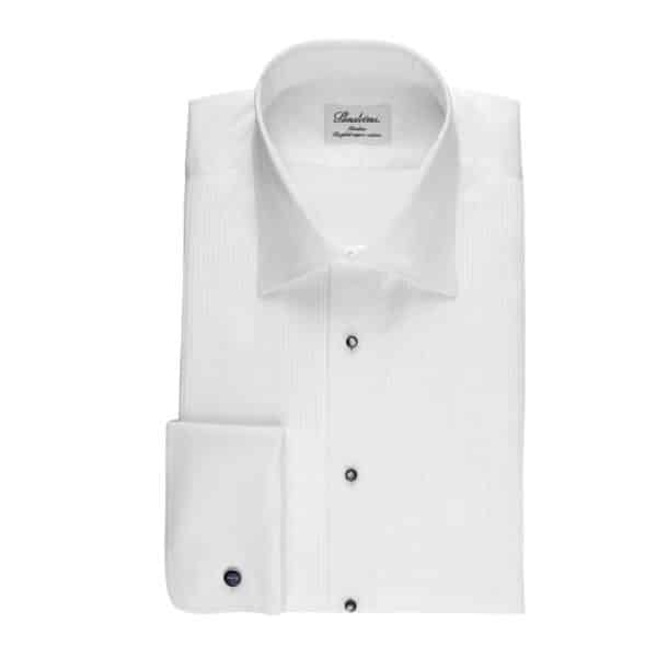 Stenstroms Pleated French Cuff White Evening Shirt