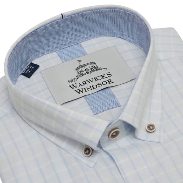 Warwicks Fanlo Regular Fit Checked Blue Short Sleeved Shirt