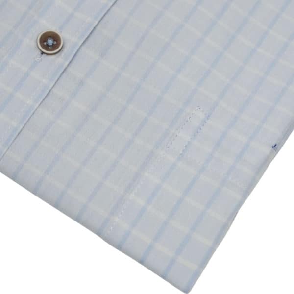 Warwicks Fanlo Regular Fit Checked Blue Short Sleeved Shirt 1 2