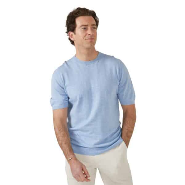 Alan Paine Rotherby Luxury Cotton Steel Blue T Shirt