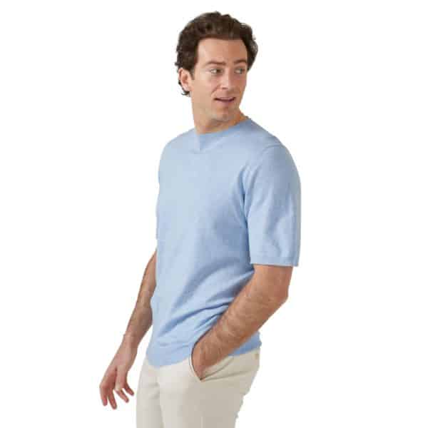 Alan Paine Rotherby Luxury Cotton Steel Blue T Shirt 2