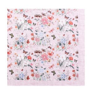 Amanda Christensen pink pocket square with floral pattern