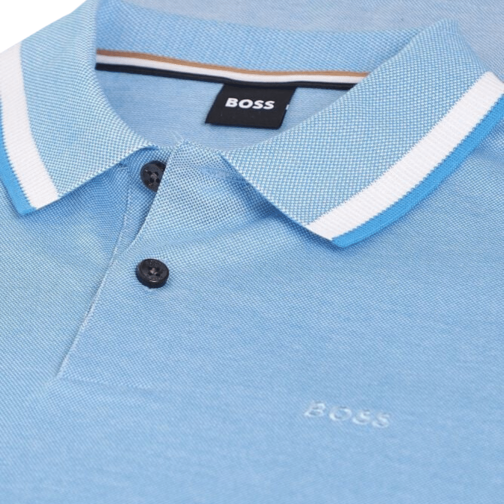 BOSS PArley Blue Regular Fit POLO SHIRt | Menswear Online