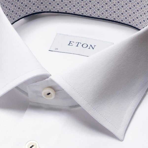 Eton Signature Twill Slim Fit Geometric Tiles Print White Shirt 2