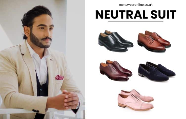 which shoes go with neutral white beige suit