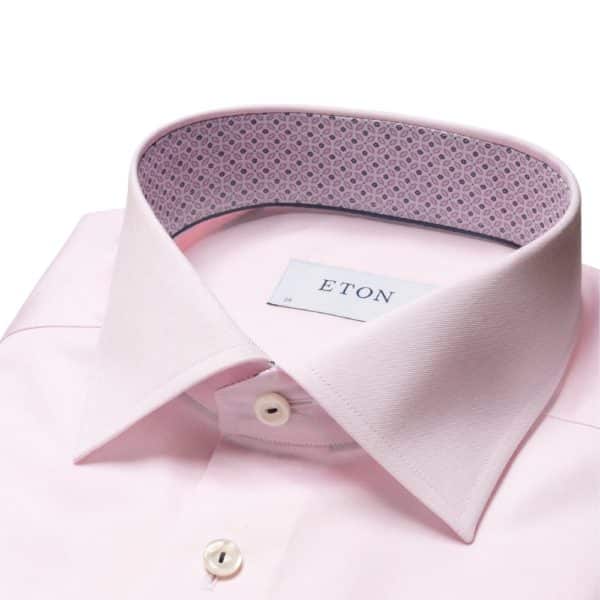 Eton Signature Twill Slim Fit Geometric Tiles Print Pink Shirt 2