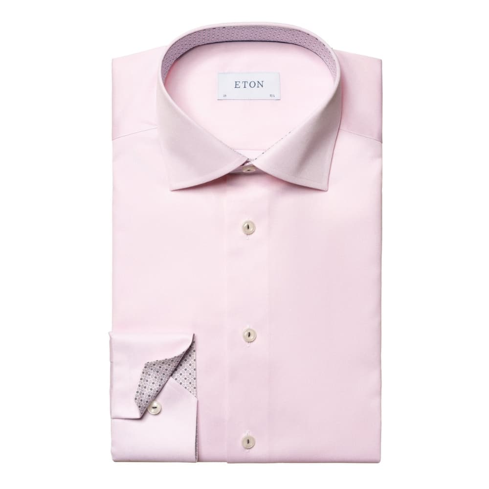 Eton Signature Twill Slim Fit Geometric Tiles Print Pink Shirt