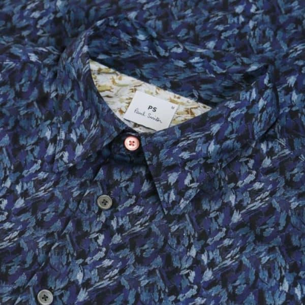 Paul Smith blue pattern shirt close
