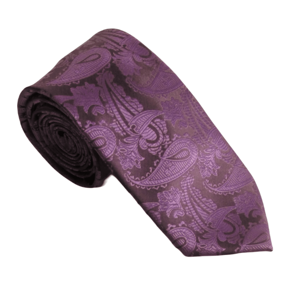 Purple Paisley Wedding Tie With Gift Box | Menswear Online
