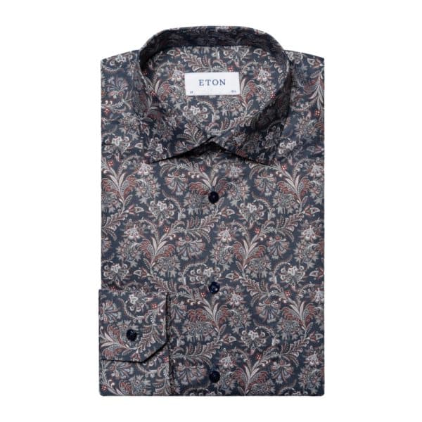 Eton Signature Twill Contemporary Fit Winter Floral Paisley Shirt New 3
