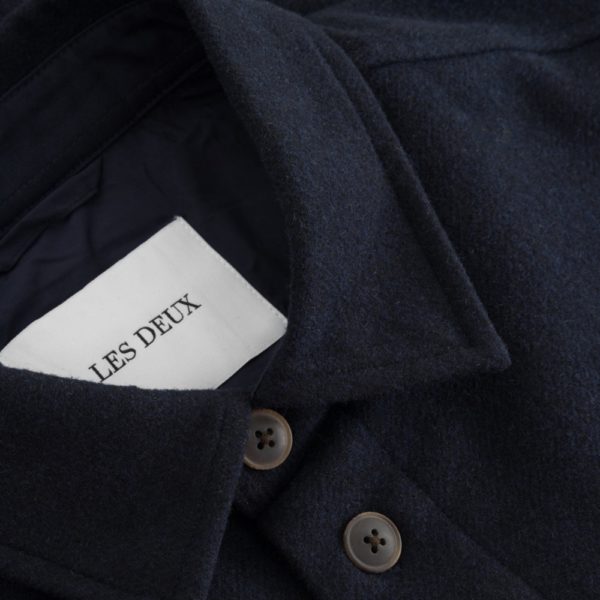 Les Deux Jacob Check Wool Dark Blue Hybrid Overshirt 4