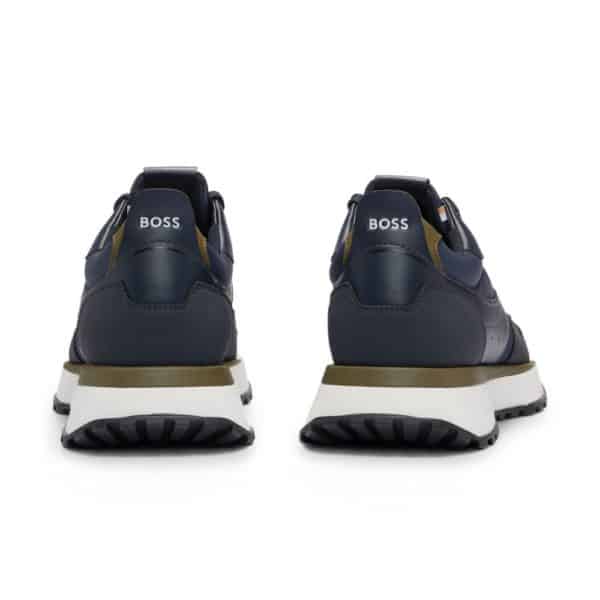 BOSS MIXED MATERIAL TRAINERS WITH FAUX LEATHER TRIMS 1