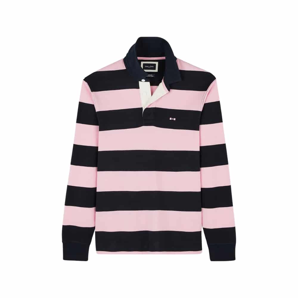 Eden Park Striped Long Sleeved Pink Rugby Shirt