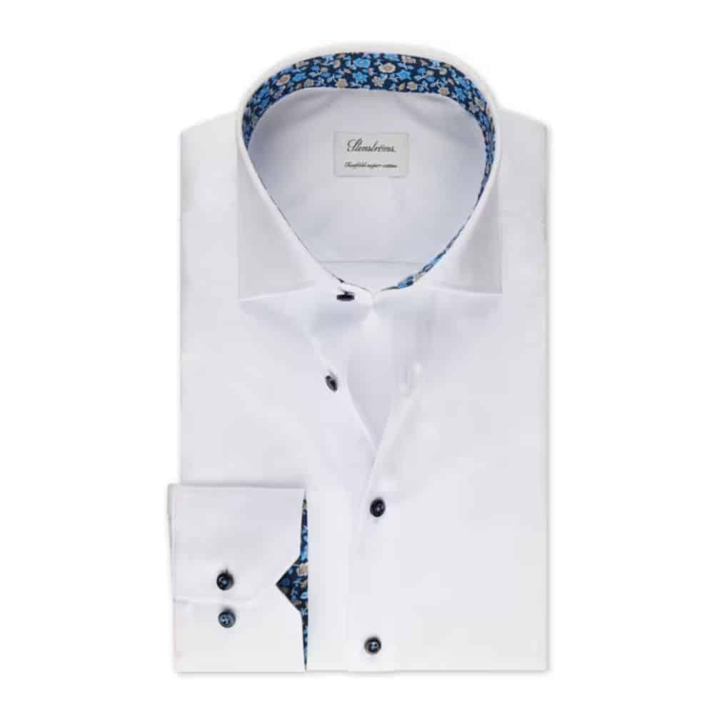 Stenstroms White Contrast Twill Shirt 1