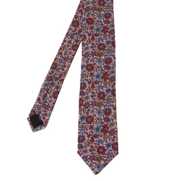 Amanda Christensen Classic Flower On Oxford Silk Twill Pink Tie 1