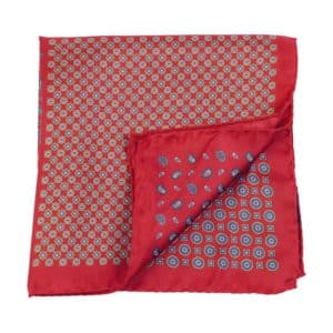 Amanda Christensen Classic Four Part Pattern Silk Twill Red Pocket Square