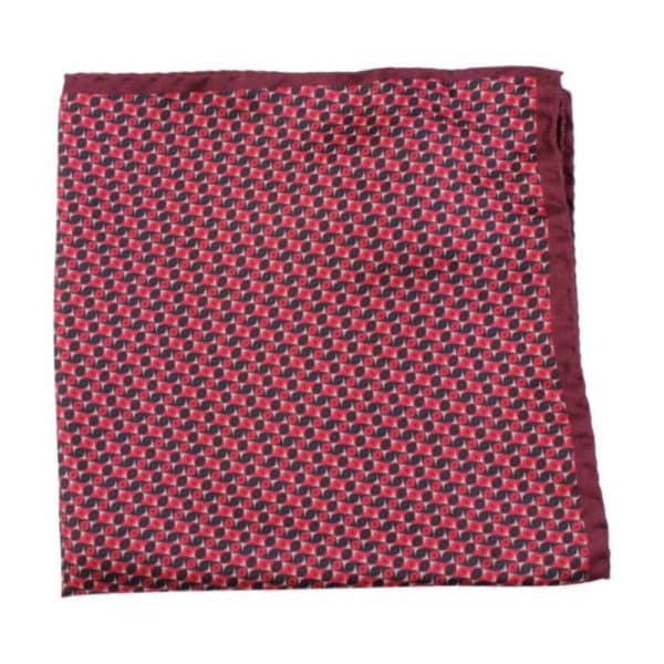 Amanda Christensen Classic Geometric Silk Twill Red Pocket Square