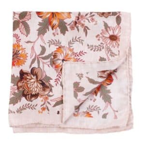 Amanda Christensen Classic Large Floral Silk Twill Off White Pocket Square