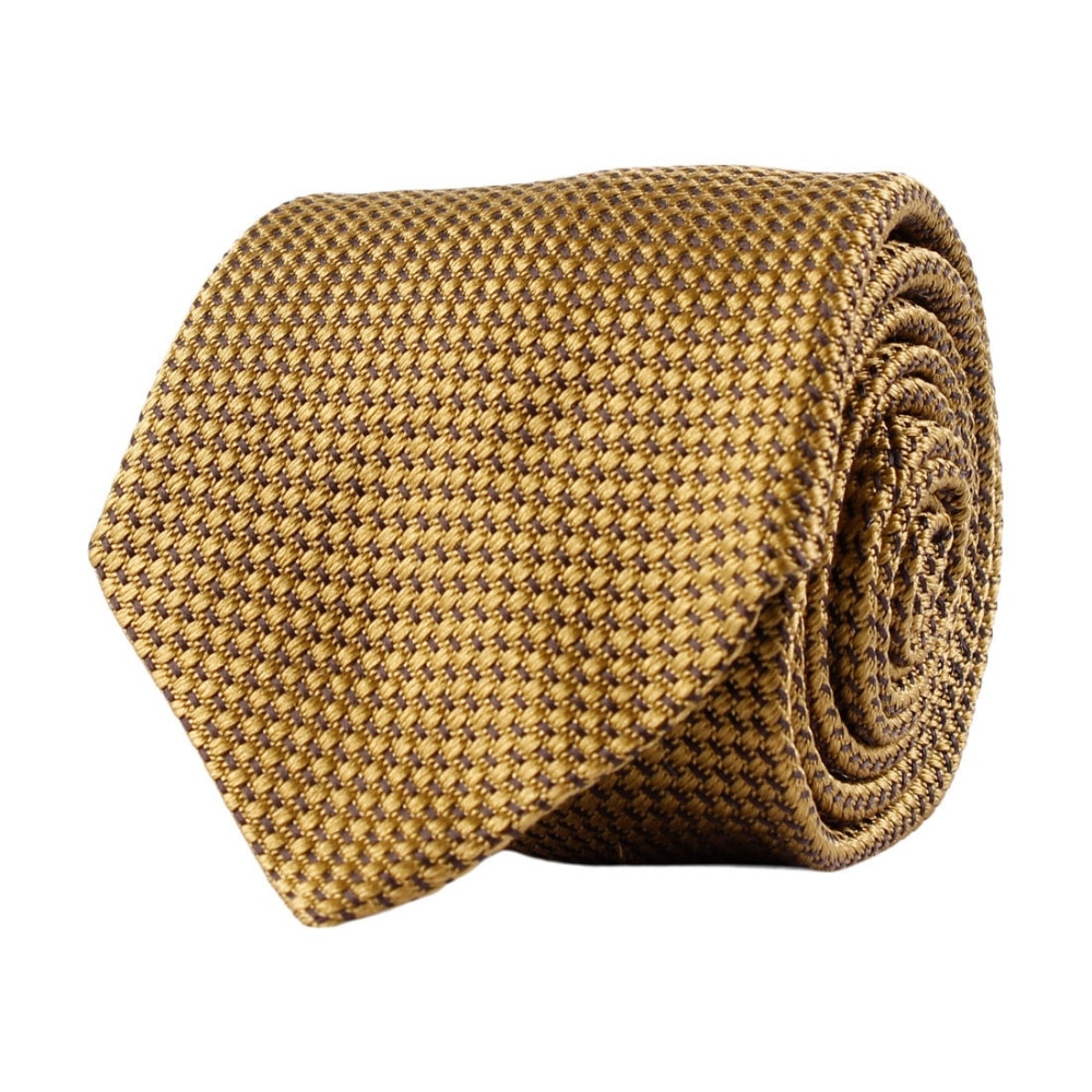 Amanda Christensen Classic Rustic Jacquard Silk Yellow Tie