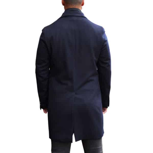 MO Lubiam Luigi Bianchi Wool and Cashmere Navy Overcoat Pocket