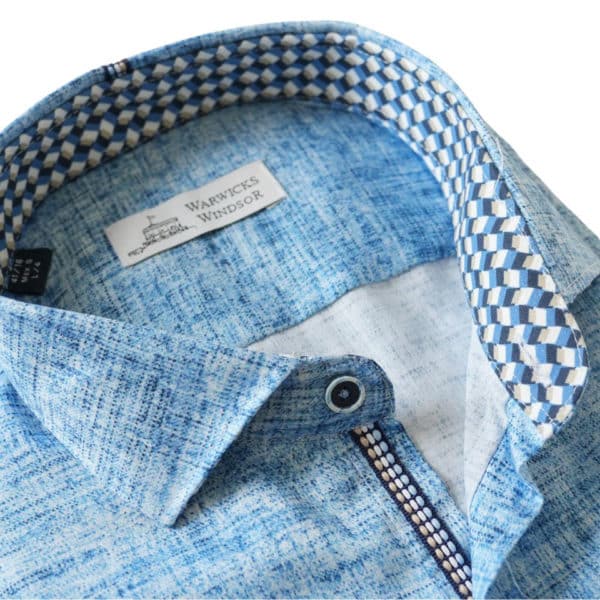 Warwicks Bejigar Regular Fit Weave Light Blue Long Sleeved Shirt 1