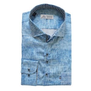 Warwicks Bejigar Regular Fit Weave Light Blue Long Sleeved Shirt 2