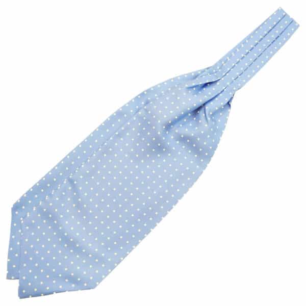Warwicks Blue Cravat with White Polka Dot Pattern 1