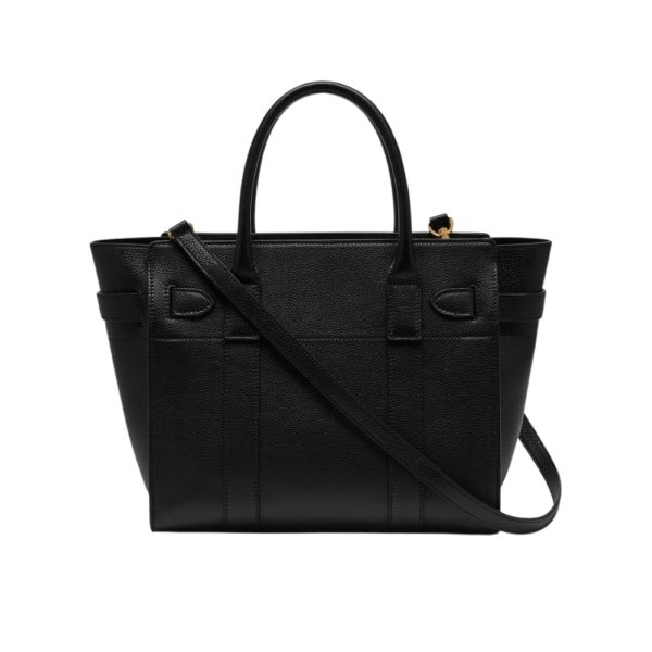MULBERRY SMALL ZIPPED BAYSWATER CLASSIC GRAIN BLACK TOTE BAG 2