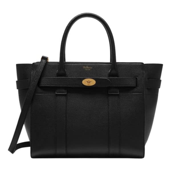 MULBERRY SMALL ZIPPED BAYSWATER SMALL CLASSIC GRAIN BLACK BAG